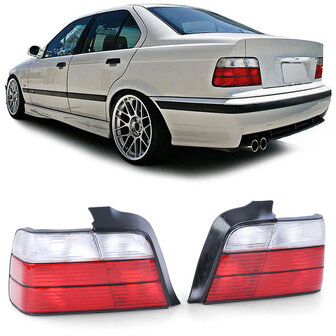 Achterlichten rood / wit passend voor BMW 3 serie E36 sedan