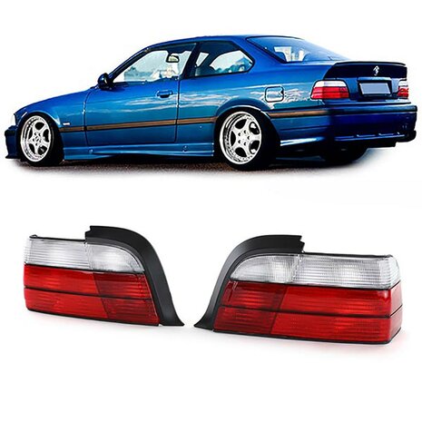 BLACK FRIDAY Achterlichten passend voor BMW 3 serie E36 coupe en cabrio rood / wit