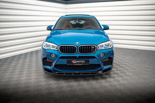 Frontsplitter glanzend zwart passend voor BMW X5 M F85 en X6 M F86 met M pakket bumper Maxton Design versie 3