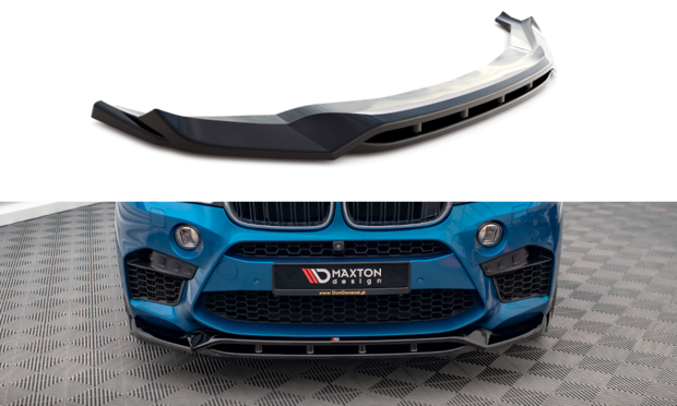 Frontsplitter glanzend zwart passend voor BMW X5 M F85 en X6 M F86 met M pakket bumper Maxton Design versie 3