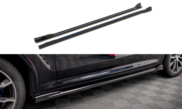 Sideskirts aanzets glanzend zwart passend voor BMW X4 G02 met M pakket