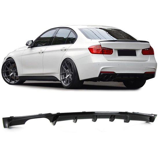 Performance look diffuser glanzend zwart uitlaat gat dubbel links passend voor BMW 3 serie F30 en F31 met M pakket achterbumper