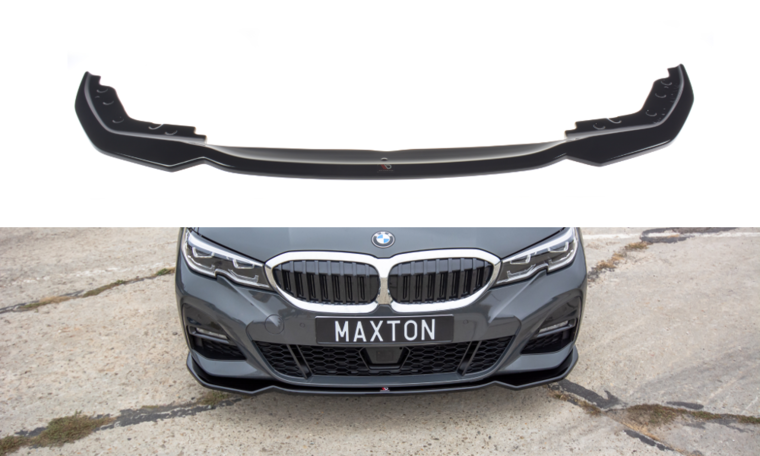 Frontspoiler V2 glanzend zwart passend voor BMW 3 serie G20 en G21 met M pakket voorbumper model 2019 - 2022