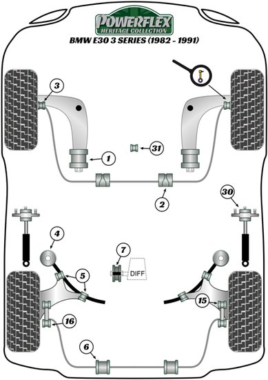 Powerflex Road Series Trailing arm achter bus BMW 3 serie E30 incl. M3 1982 &ndash; 1991