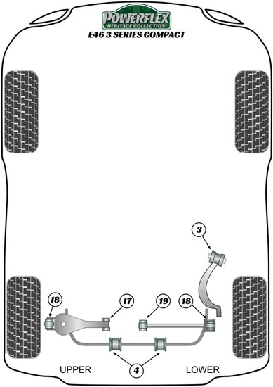 Powerflex Road Series Uitlaat rubber met beugel BMW 3 serie E46 Compact 1999 &ndash; 2006