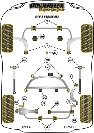 Powerflex Road Series Uitlaat rubber met beugel BMW 3 serie E46 M3 incl. CSL 1999 &ndash; 2006