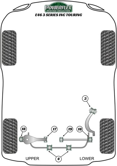 Powerflex Road Series Uitlaat rubber met beugel BMW 3 serie E46 Sedan Touring Coupe Cabrio 1999 &ndash; 2006