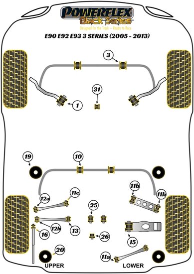 Powerflex Road Series Subframe achter montagebus achter BMW 3 serie E90 E91 E92 E93 xDrive 2005 &ndash; 2013