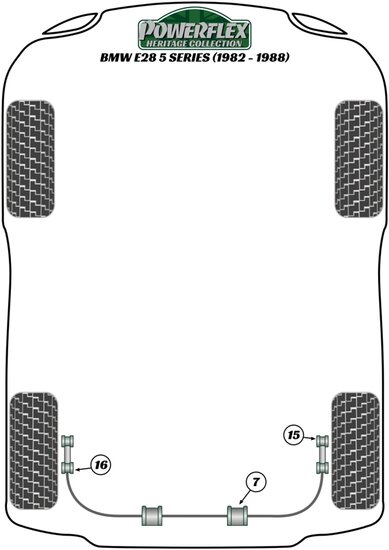 Powerflex Road Series Stabilisatorstang montagebus achter 13mm BMW 5 serie E28 1982 &ndash; 1988