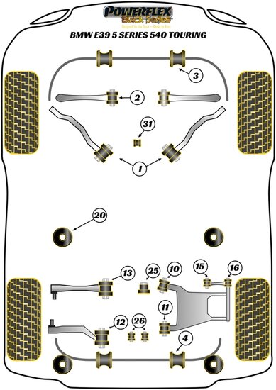 Powerflex Road Series Anti roll bar rubber voor 24mm BMW 5 serie E39 540 touring 1996 &ndash; 2004