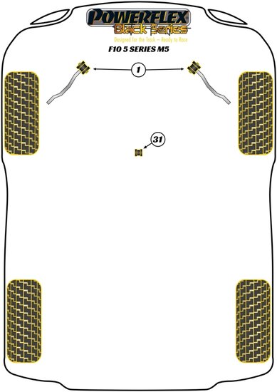 Powerflex Black Series Radius Arm voor naar chassis rubber caster offset BMW 5 serie F10 F11 M5 2010 &ndash; 2016