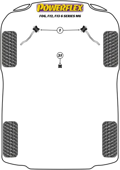 Powerflex Road Series Radius Arm voor naar chassis rubber BMW 6 serie F06 F12 F13 M6 2011 &ndash;