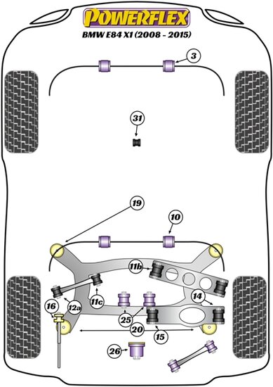 Powerflex Road Series Differentieel achter montagebus voor BMW X serie X1 E84 2008 &ndash; 2015