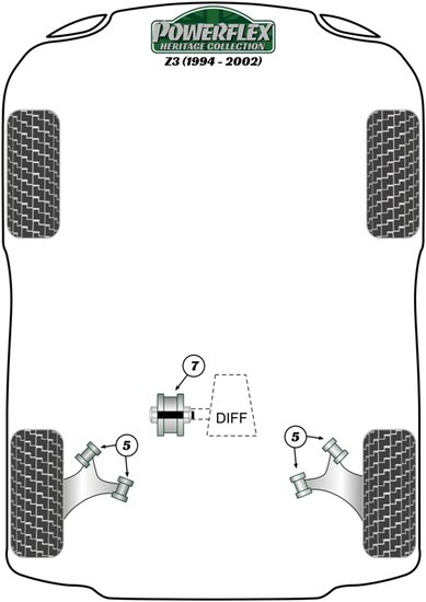 Powerflex Black Series Voorste/laagste draagarm achterste bus caster offset BMW Z serie Z3 1994 &ndash; 2002