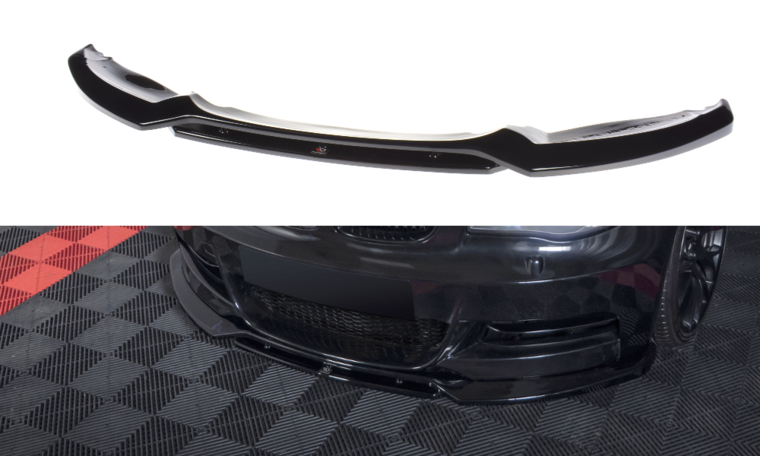 Frontspoiler glanzend zwart passend voor BMW 1 serie E82 en E88 met M pakket voorbumper Maxton Design