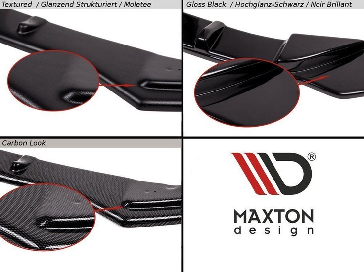 Maxton Design splitter met vinnen achter glanzend zwart BMW I8