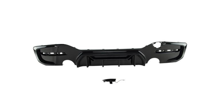 Competition II glanzend zwart diffuser passend voor BMW 1 Serie F20 LCI en F21 LCI uitlaat 135i look
