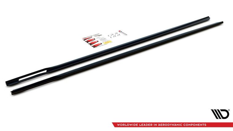 Zijskirt aanzets V2 hoogglans zwart passend voor BMW 3 serie G20 en G21 met standaard sideskirts Maxton Design