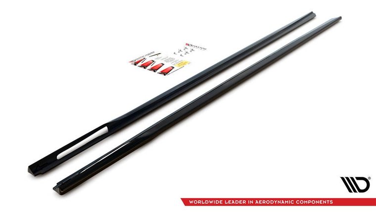 Zijskirt aanzets V2 hoogglans zwart passend voor BMW 3 serie G20 en G21 met standaard sideskirts Maxton Design