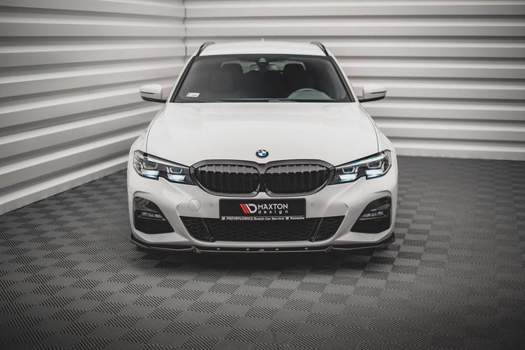 Frontspoiler V5 glanzend zwart passend voor BMW 3 serie G20 en G21 met M pakket voorbumper model 2019 - 2022