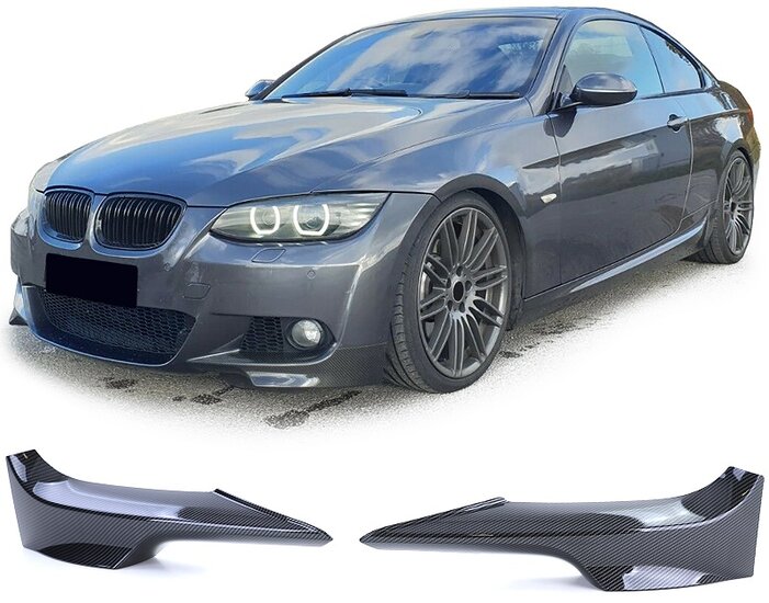 Splitters carbon look passend voor BMW 3 serie E92 en E93 met M pakket voorbumper