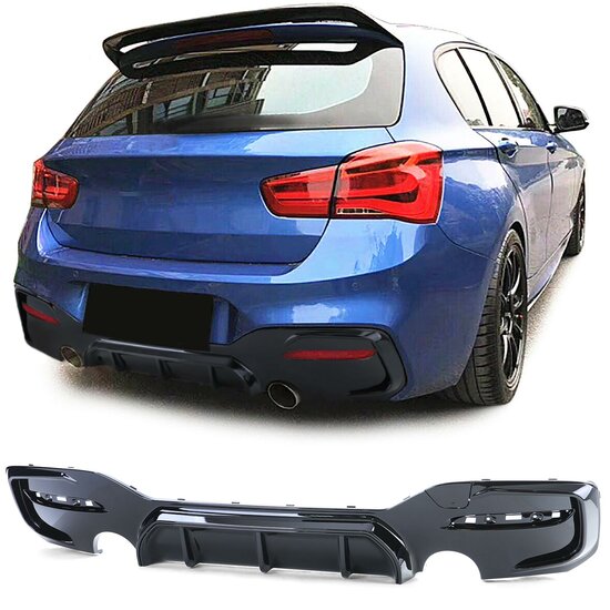 Diffuser M135i en M140i performance look glanzend zwart passend voor BMW 1 serie F20 LCI en F21 LCI