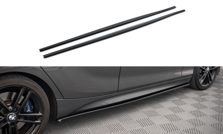 Sideskirt aanzets glanzend zwart passend voor BMW 1 serie F20 en F20LCI M pakket Maxton Design 