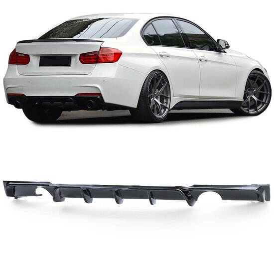 BLACK FRIDAY Performance look diffuser glanzend zwart 335i en 340i passend voor BMW 3 serie F30 en F31 met M pakket achterbumper