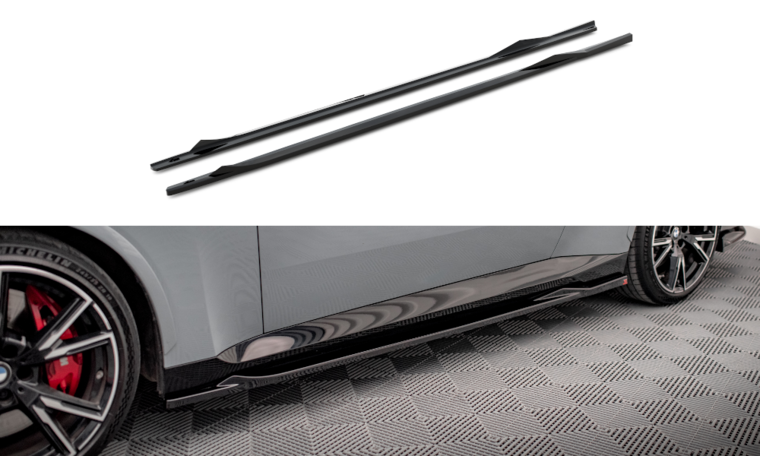 Sideskirts aanzets V2 glanzend zwart passend voor BMW 2 serie G42 met M pakket Maxton Design