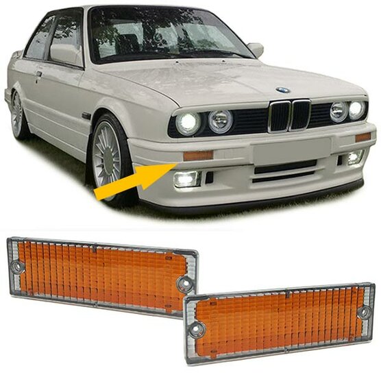 Knipperlicht glazen passend voor BMW 3 serie E30 oranje / smoke