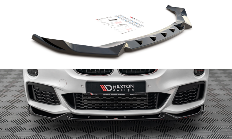 Maxton Design frontspoiler glanzend zwart versie 2 passend voor BMW X1 F48 met M pakket voorbumper