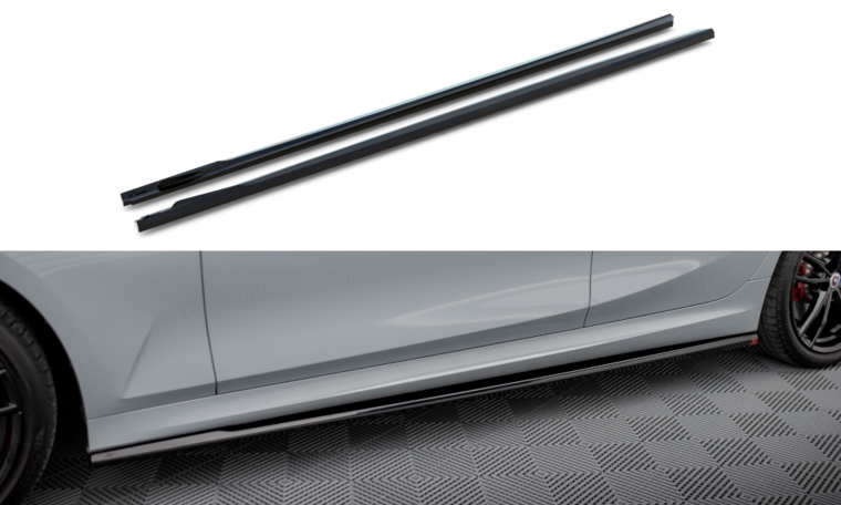 Zijskirt aanzets glanzend zwart passend voor BMW 3 serie G20LCI en G21LCI met M pakket sideskirts Maxton Design