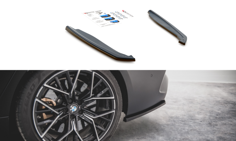 Side splitters versie 2 glanzend zwart achterzijde passend voor BMW M8 F93 Gran Coupe Maxton Design
