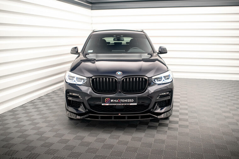 Front splitter glanzend zwart passend voor BMW X3 G01 M40i en M40d versie 2 met M pakket Maxton Design 