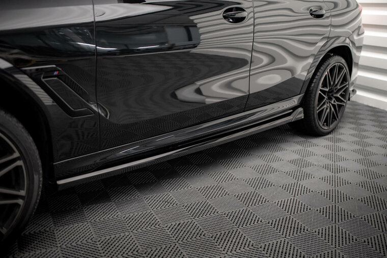 Sideskirt aanzets glanzend zwart passend voor BMW X6 G06 met M pakket Maxton Design