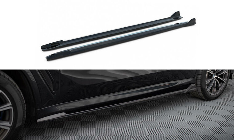 Side skirt aanzet versie 2 glanzend zwart passend voor BMW X5 G05 met M pakket Maxton Design