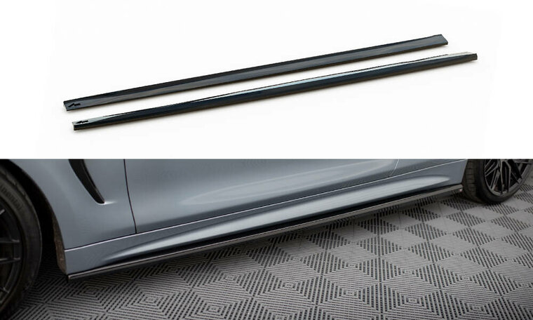 Side skirt aanzet versie 3 glanzend zwart passend voor BMW 4 serie F32 en F33 met M pakket Maxton Design