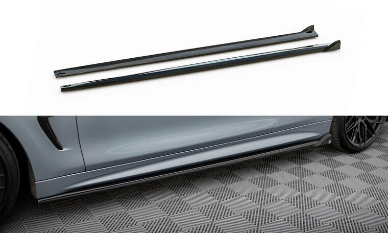 Side skirt aanzet versie 2 glanzend zwart passend voor BMW 4 serie F32 en F33 met M pakket Maxton Design