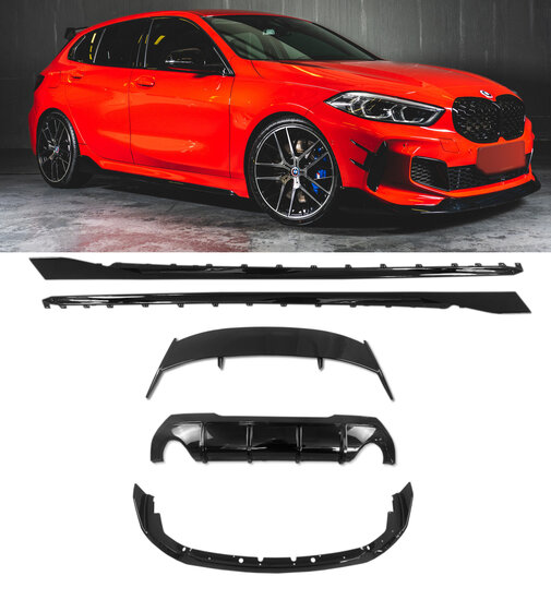 BLACK FRIDAY Performance look aanzetpakket glanzend zwart passend voor BMW 1 serie F40 met M pakket 