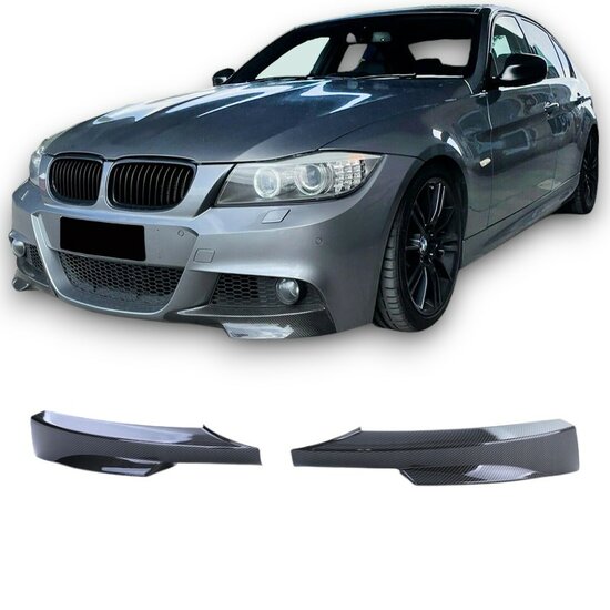 Splitters carbon look passend voor BMW 3 serie E90 en E91 model 2005 - 2008 M pakket 