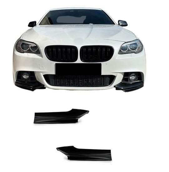Glanzend zwarte splitters passend voor BMW 5 serie F10 sedan en F11 touring met M pakket voorbumper