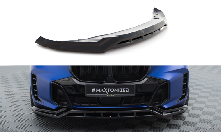 Front splitter glanzend zwart versie 1 passend voor BMW X5 G05 LCI Maxton Design