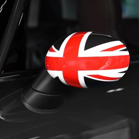 Spiegelkappen Union Jack zwart/rood passend voor Mini F54, F55, F56 en F57 model 2013 - 2018