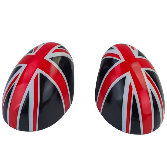 Spiegelkappen Union Jack zwart/rood passend voor Mini F54, F55, F56 en F57 model 2013 - 2018