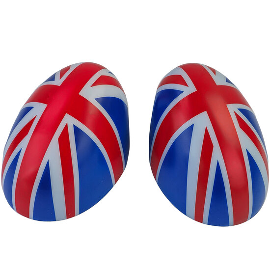 Spiegelkappen Union Jack blauw/wit/rood passend voor Mini F54, F55, F56 en F57 model 2013 - 2018