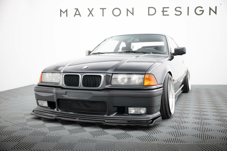 Frontspoiler V1 glanzend zwart passend voor BMW 3 serie E36 met M pakket voorbumper Maxton Design