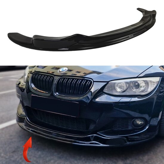 OneWay front spoiler glanzend zwart passend voor BMW 3 serie E92 LCI en E93 LCI met M pakket voorbumper model 2010 - 2013