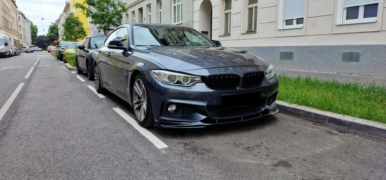 OneWay front spoiler glanzend zwart passend voor BMW 4 serie F32, F33 en F36 met M pakket voorbumper