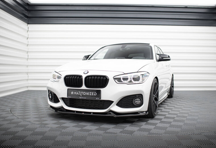 Frontspoiler CSL look versie 5 glanzend zwart passend voor BMW 1 serie F20LCI en F21LCI met M pakket voorbumper Maxton Design