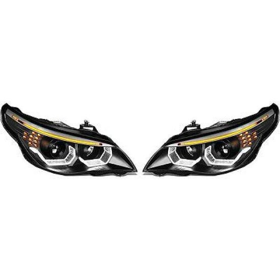 Koplampen passend voor BMW 5 serie E60 en E61 met halogeen koplampen model 2003 - 2007